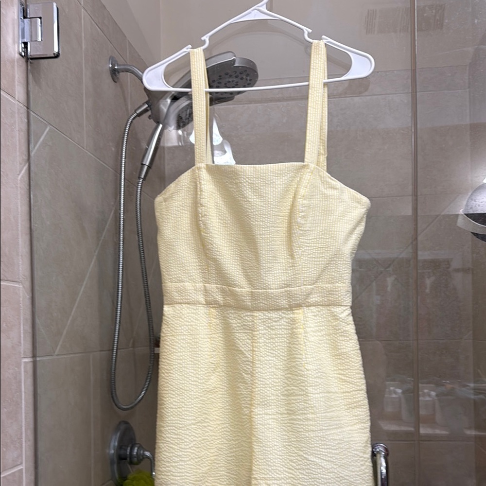 Hutch White & Yellow seersucker shorts romper
